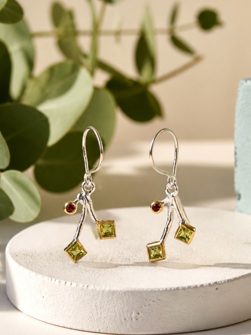 NEW! Peridot & Garnet Earrings